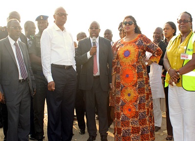 (L-r): Captain Fola Akinkuotu, director general, Nigeria Civil Aviation Agency (NCAA), Dr. Olusegun Mimiko, governor, Ondo State, George Uriesi, managing director, Federal Airport Authority of Nigeria (FAAN), Princess Stella Oduah, minister of Aviation, Sheeba Victoria, airport manager, Akure, while inspecting a project site at Akure Airport, recently.